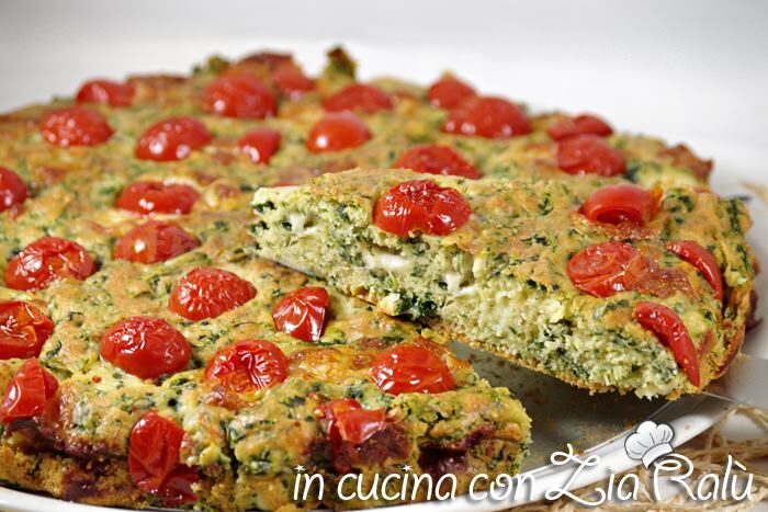 Torta salata soffice spinaci e pomodorini