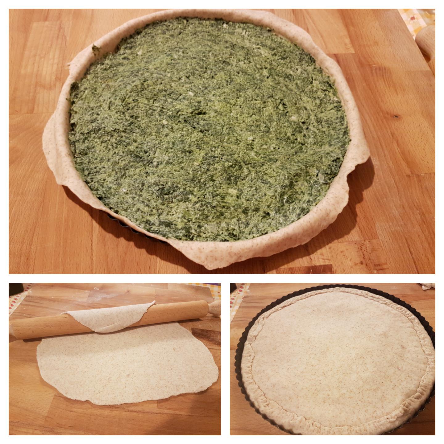 Torta salata spinaci e ricotta con pasta matta
