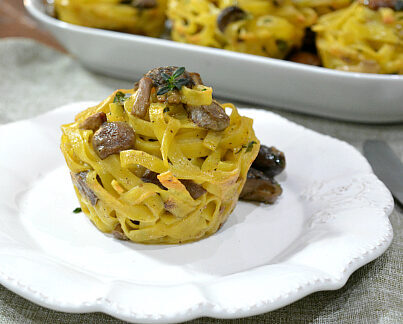 Tortini di tagliatelle ai funghi