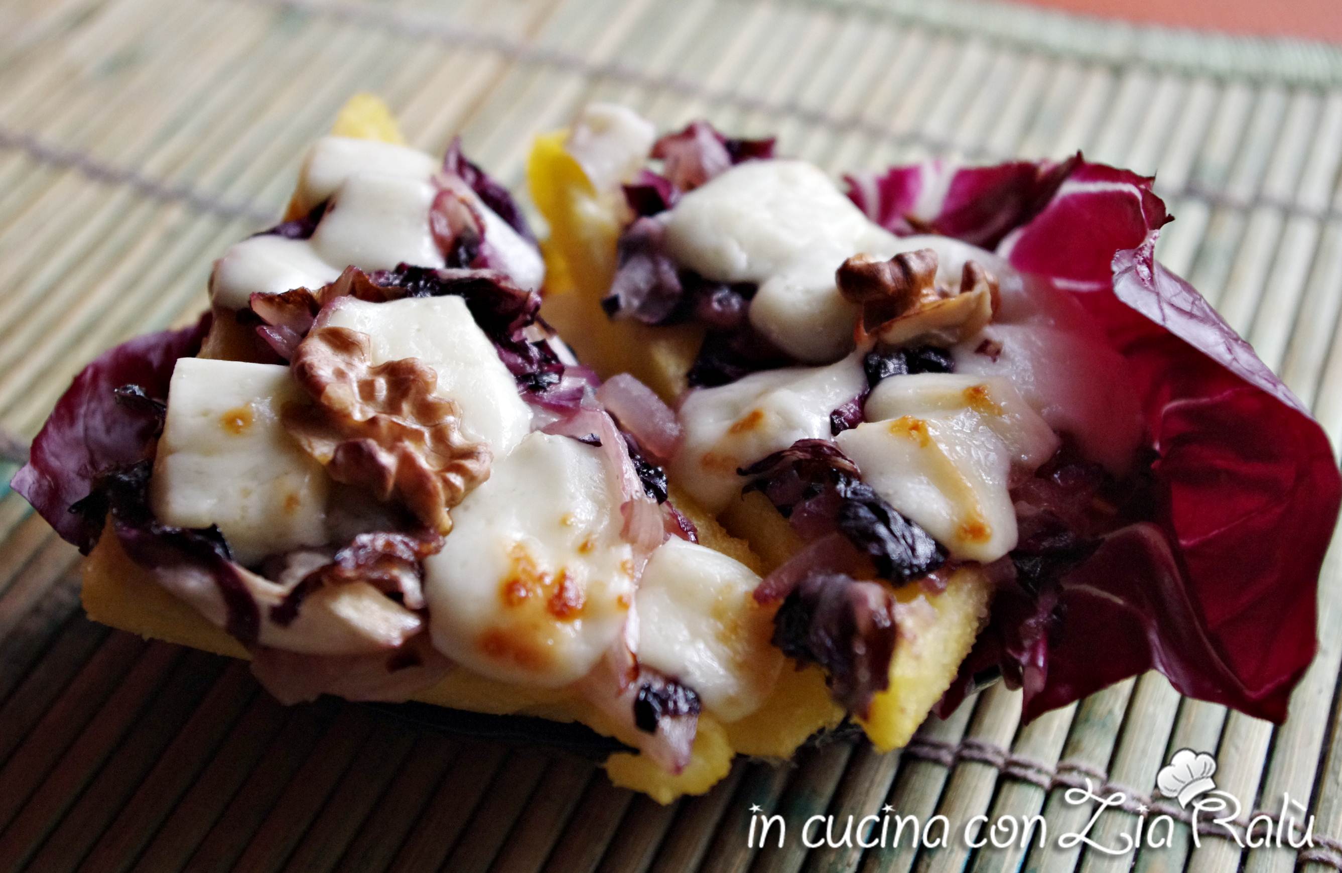 Triangoli polenta radicchio e noci
