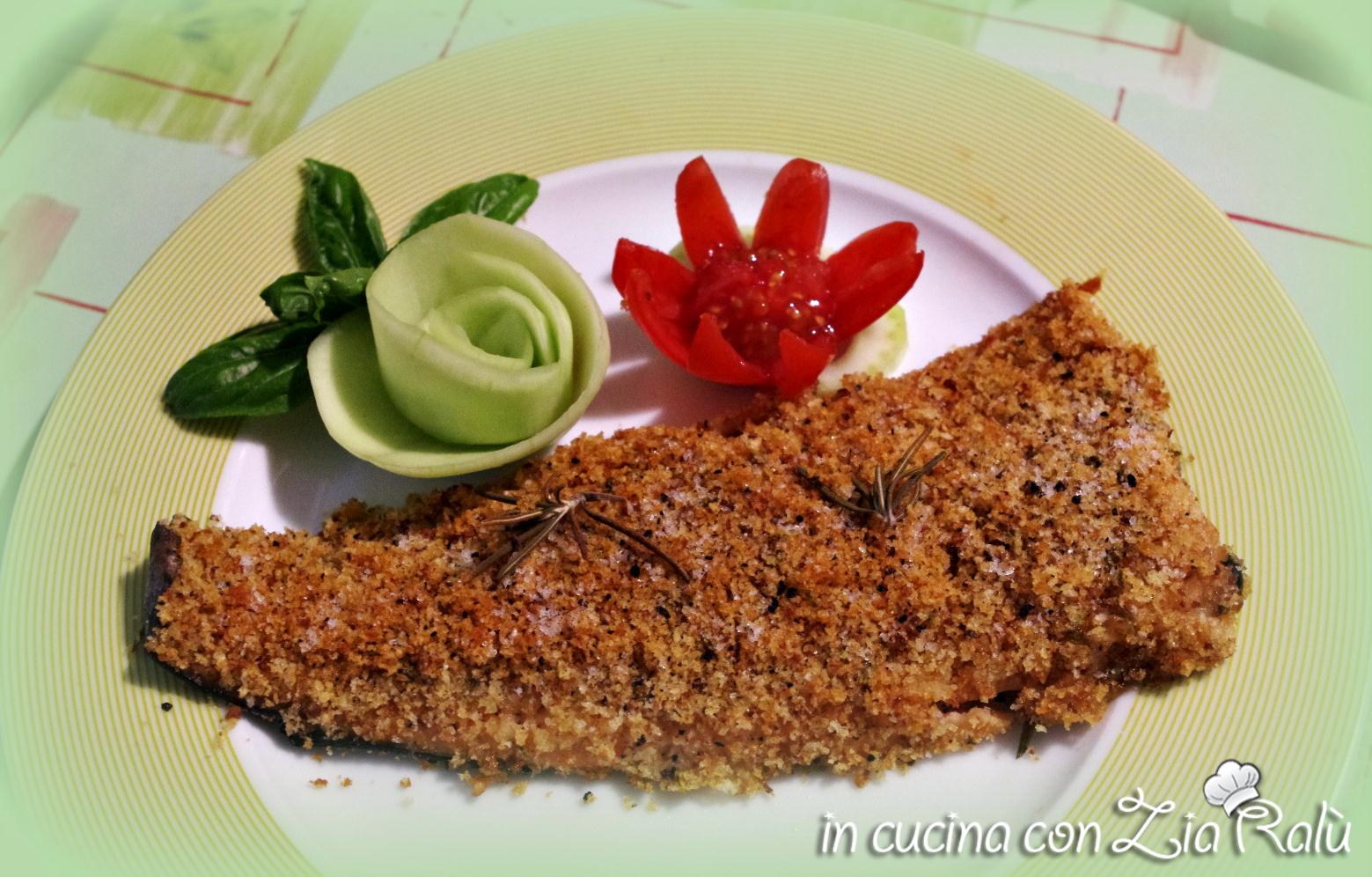 Trota salmonata gratinata al rosmarino