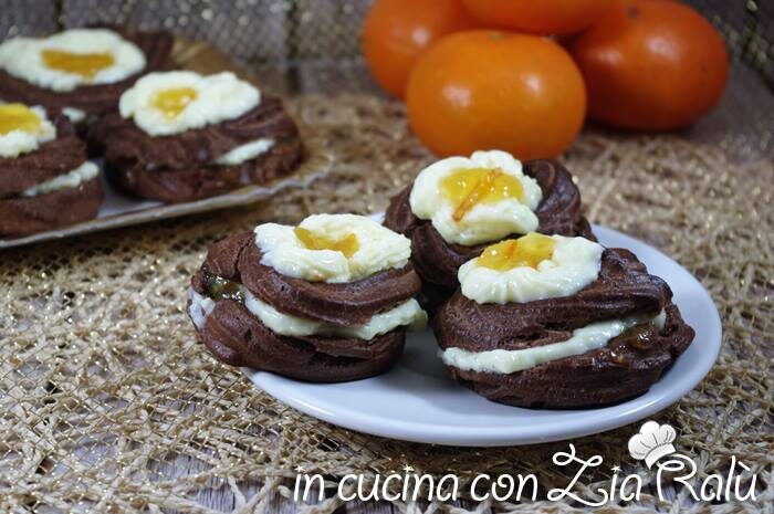 Zeppole al cacao e crema al mandarino
