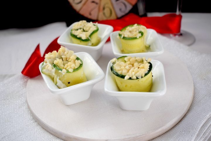Zucchine arrotolate con ricotta e mandorle