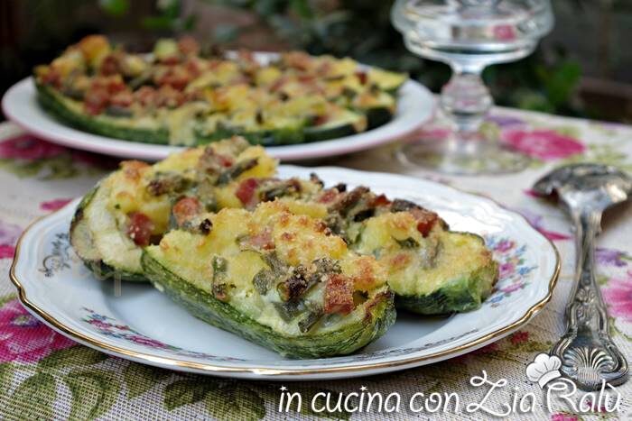 Zucchine ripiene di patate e mortadella