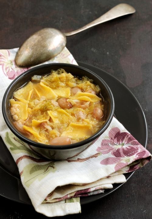 Zuppa di fagioli e verza con maltagliati