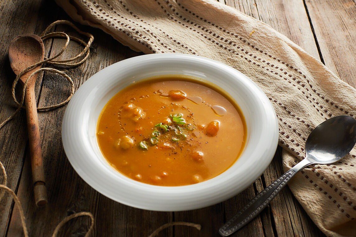 zuppa di fave e zucca all’arancia