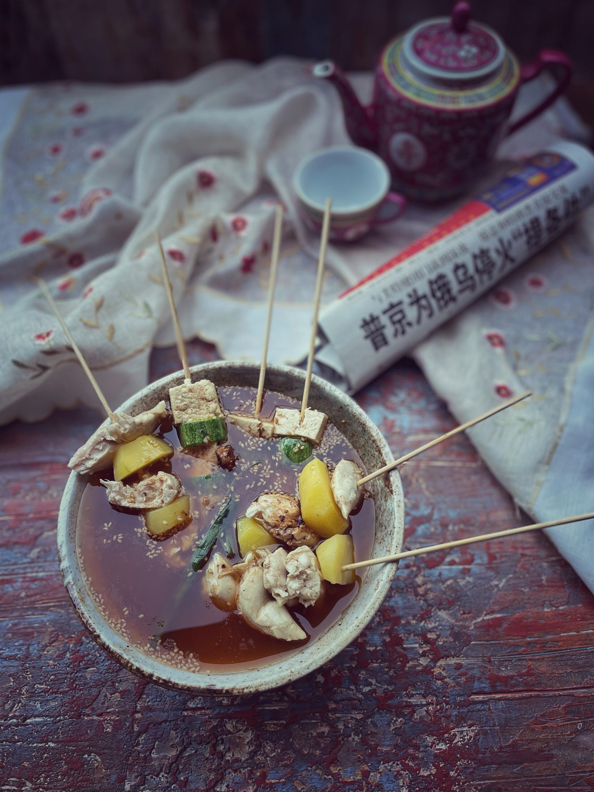 Bo bo ji: spiedini cinesi in salsa piccante