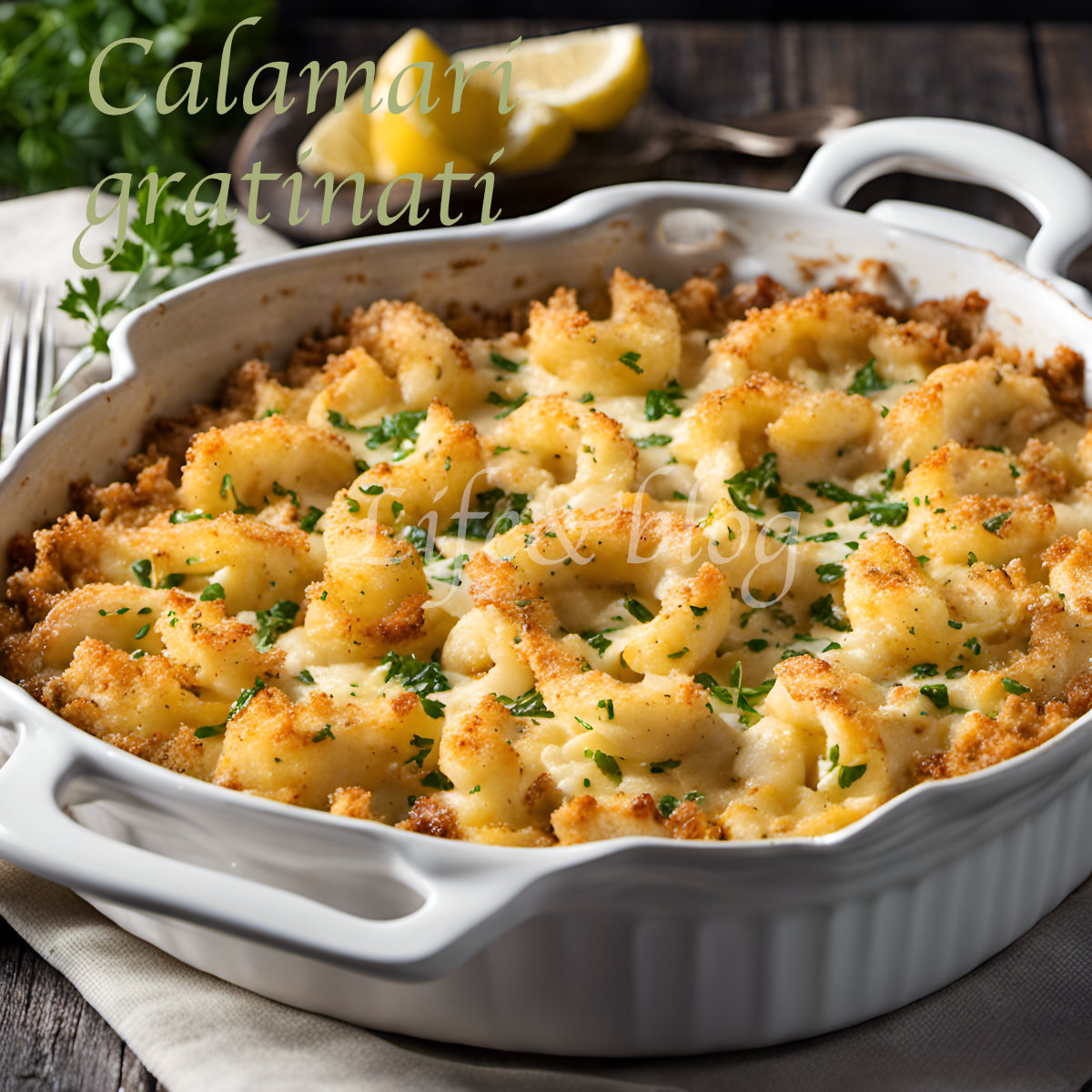 Calamari gratinati con calamari freschi o surgelati (anelli di totano)