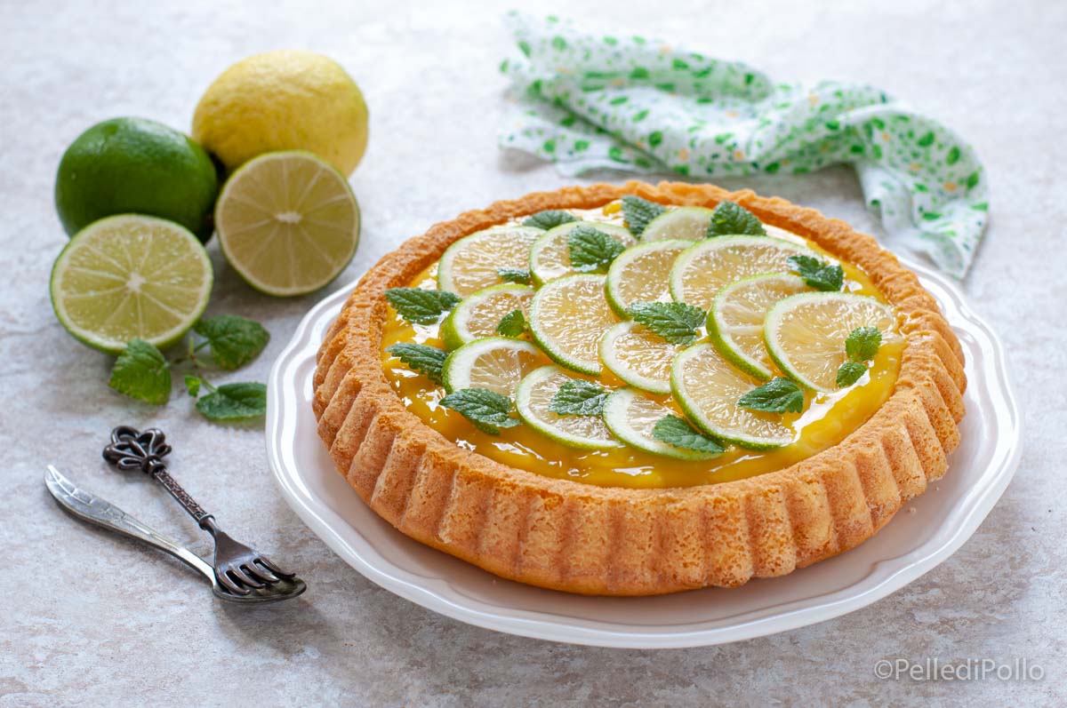 Crostata morbida con crema al limone e lime