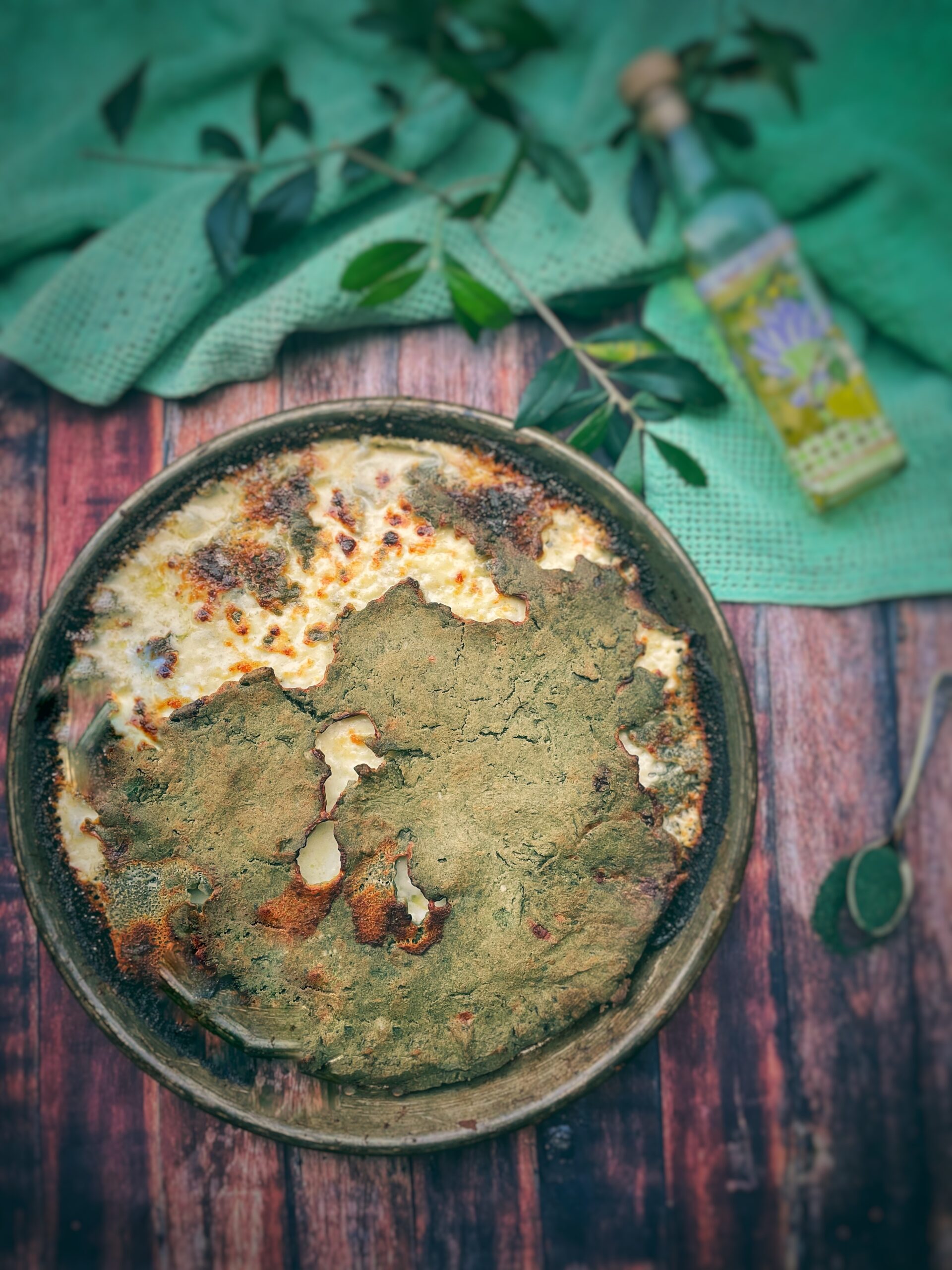 Focaccia di recco senza glutine, con spirulina