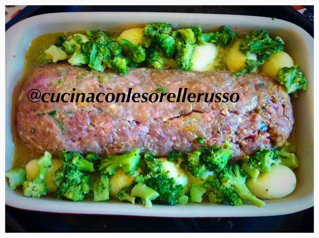 Il polpettone di carne ripieno alla provola con patate e broccoli