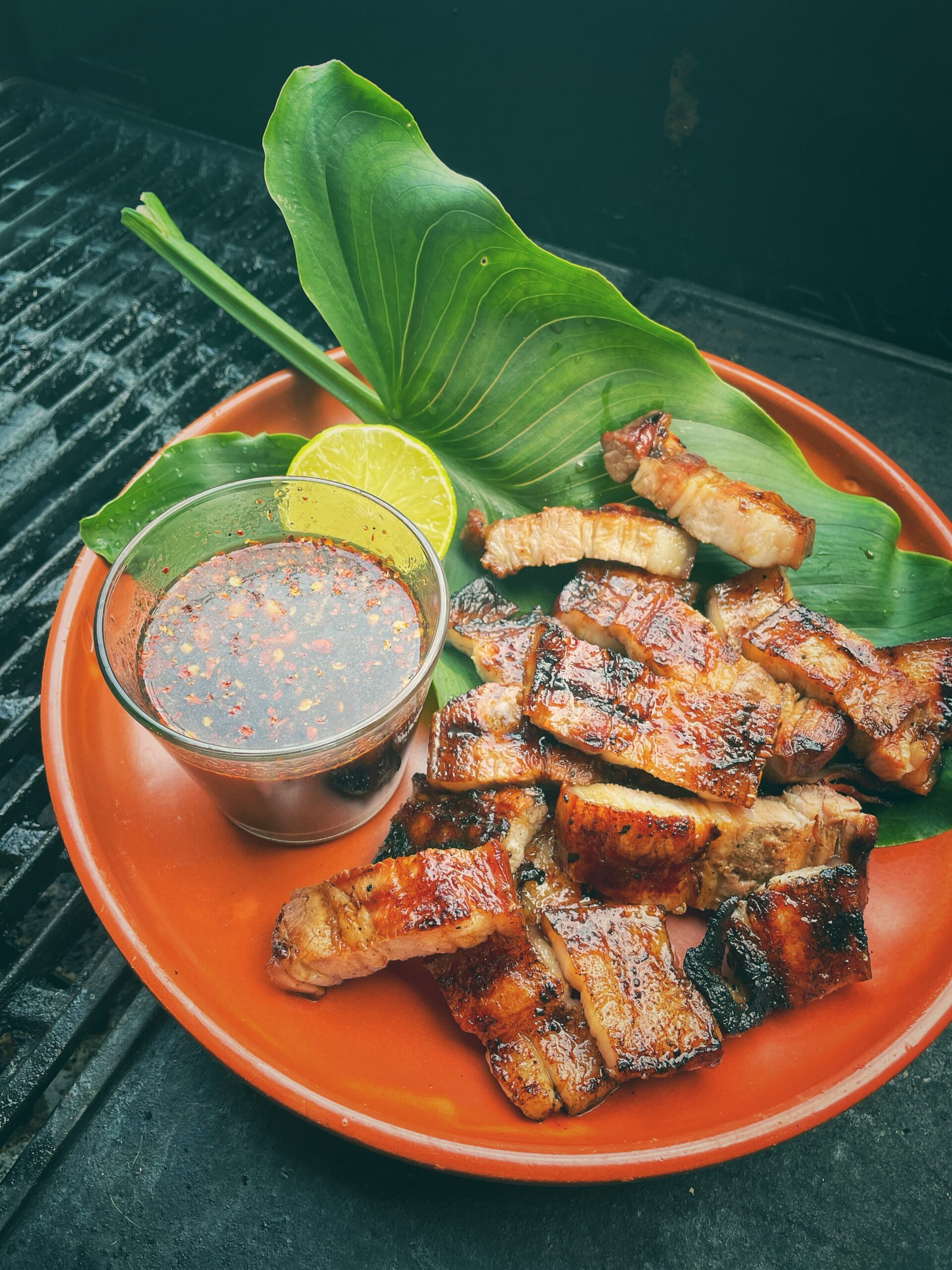 Inihaw na liempo, pancetta grigliata filippina