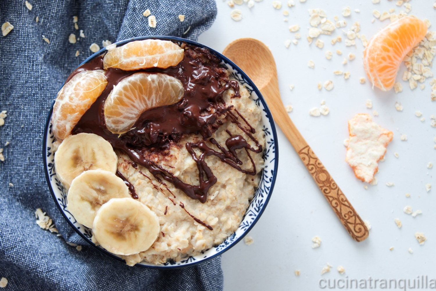 Porridge caldo banana e mandarino