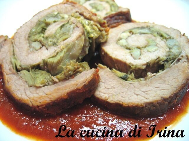 Rollé ripieno di carciofi in umido