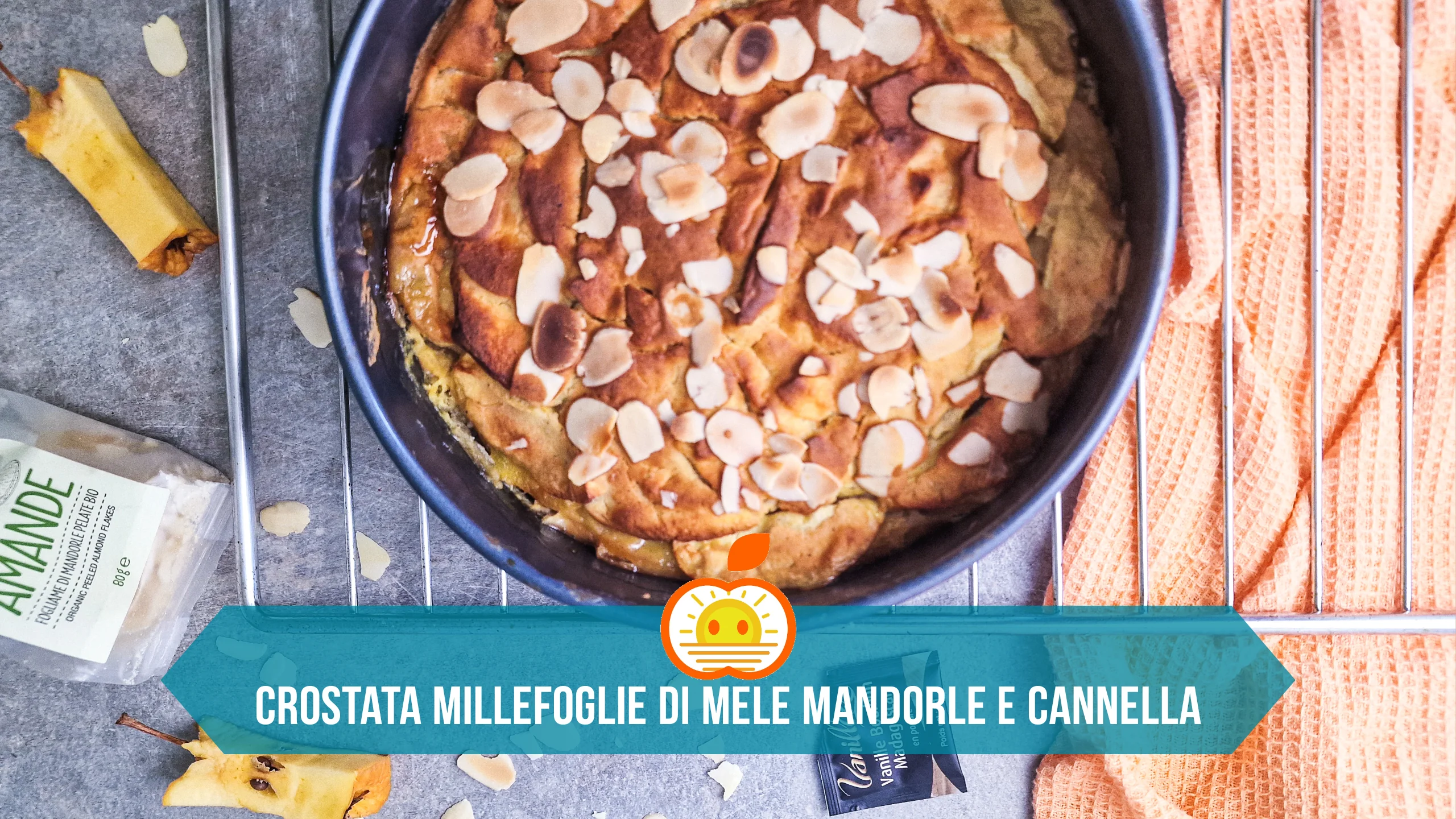 Crostata millefoglie alle mele, mandorle e cannella