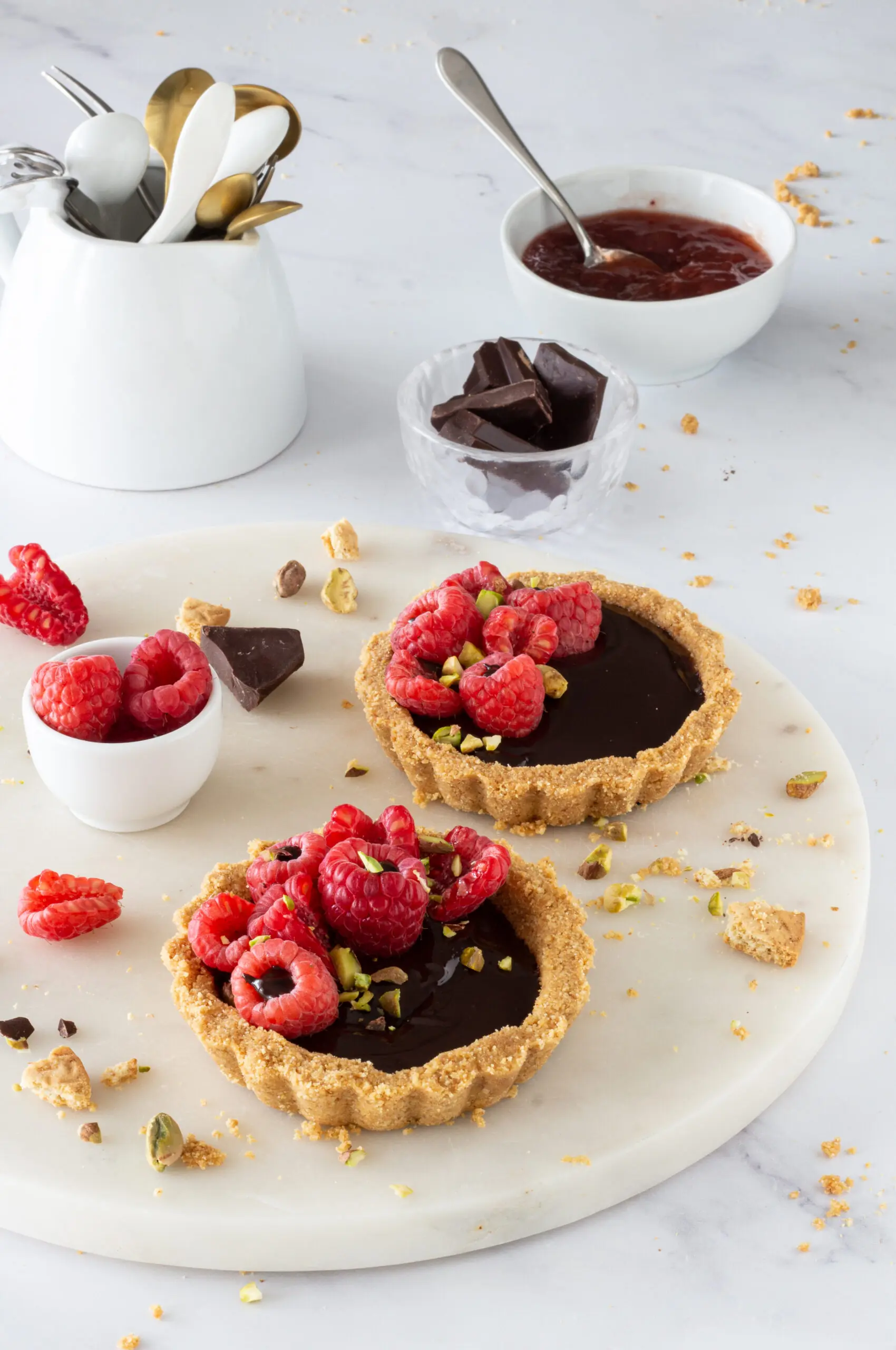 Crostatine cioccolato e lamponi