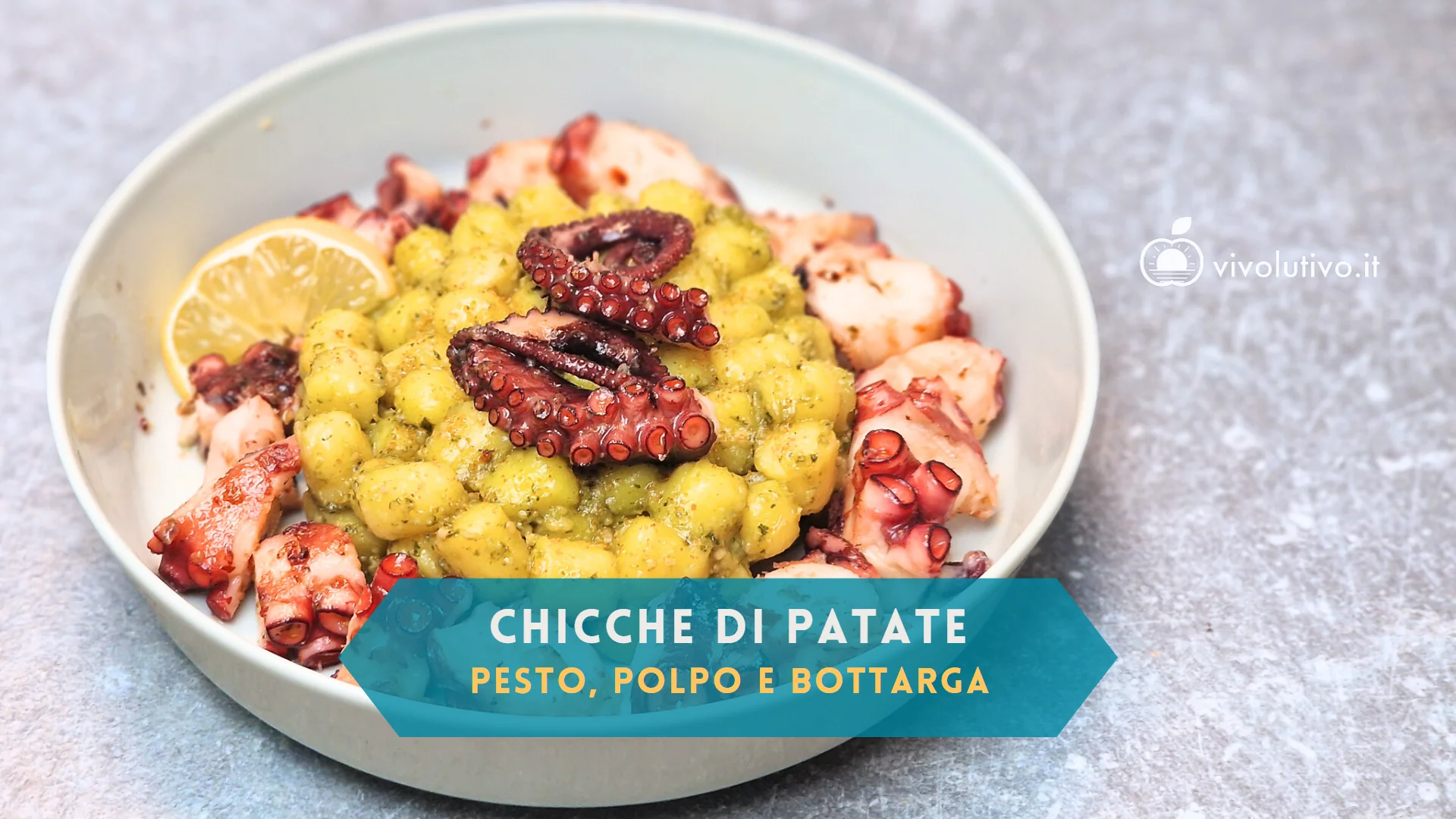 Gnocchetti di patate con pesto, polpo e bottarga