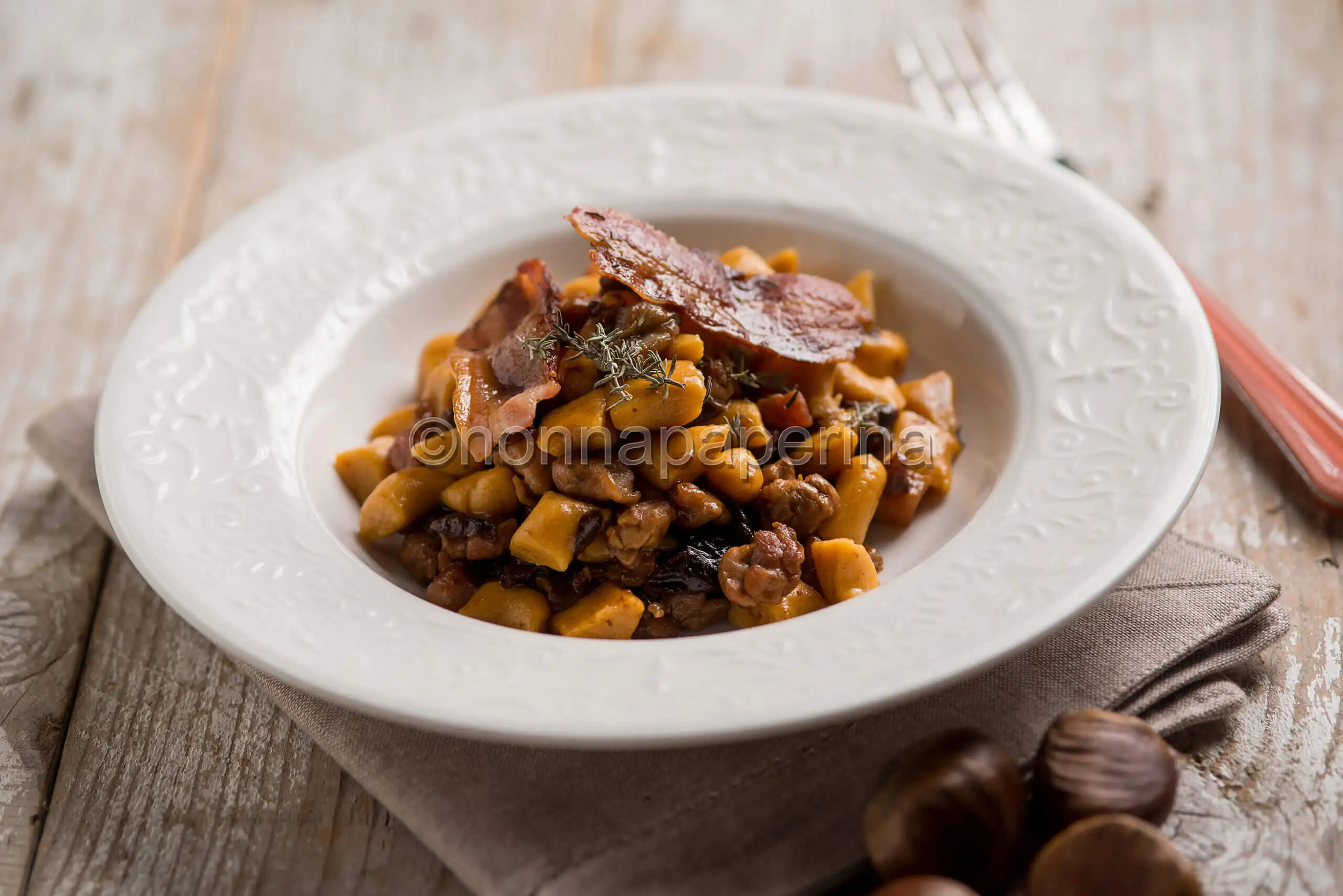 Gnocchi di castagne al ragù di quaglie