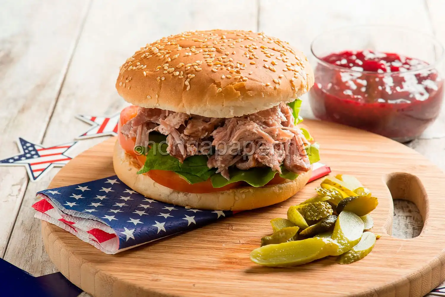 Hamburger con pulled pork, panino per il Thanksgiving