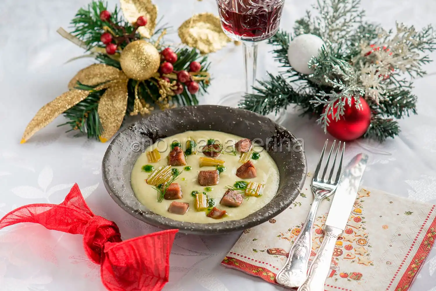 Lingua di vitello con crema di cardi per un Natale unico