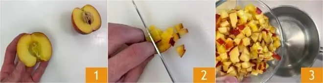 Mattonella panna e pesche con pavesini