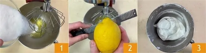 Meringa con crema pasticcera e pesche