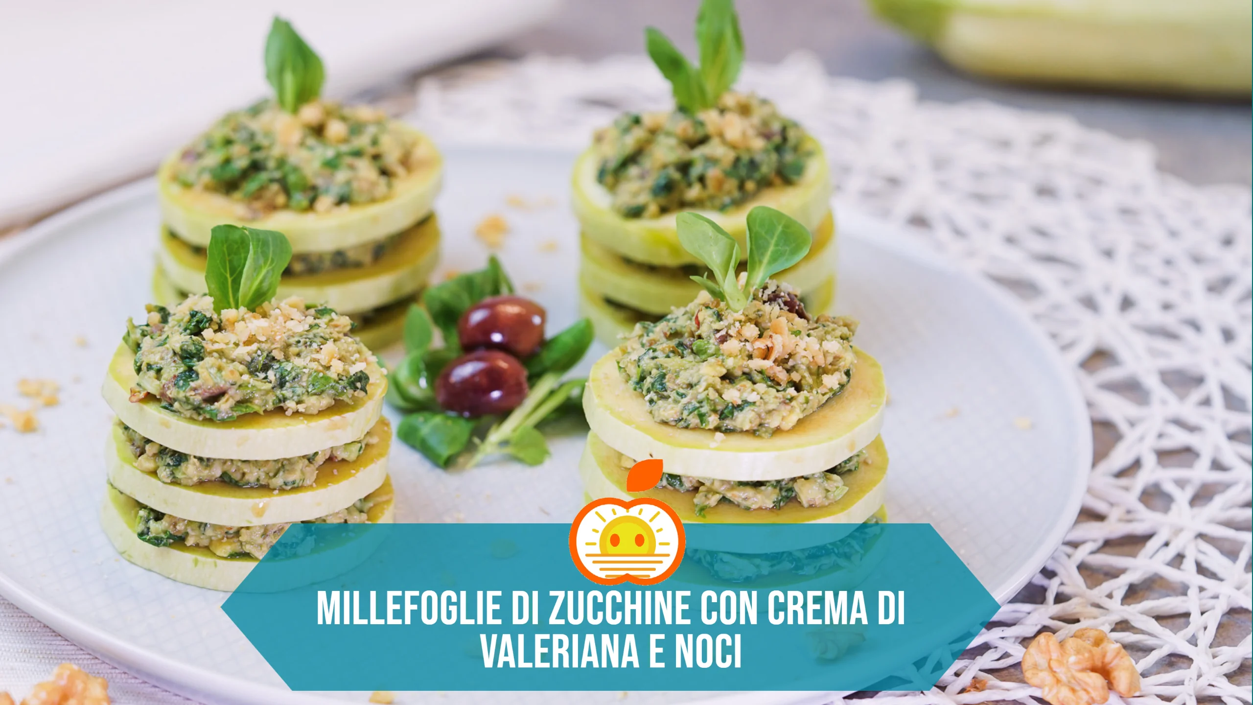Millefoglie di zucchine con crema di valeriana e noci
