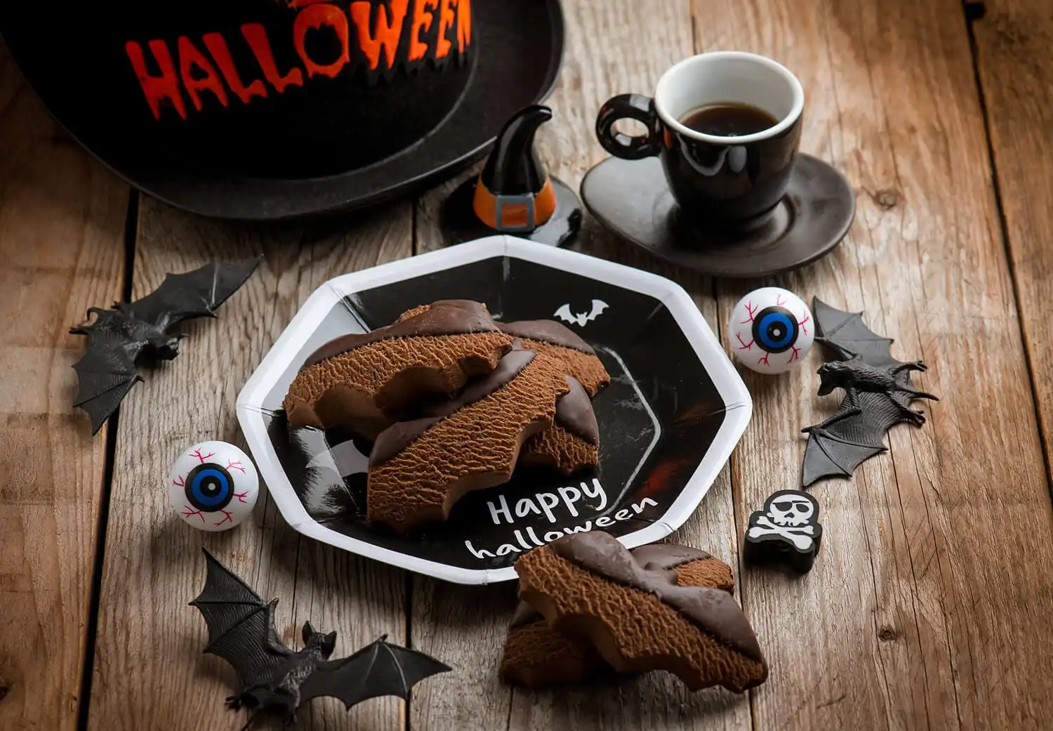 Pipistrelli di Halloween, dei biscotti per una cena da paura