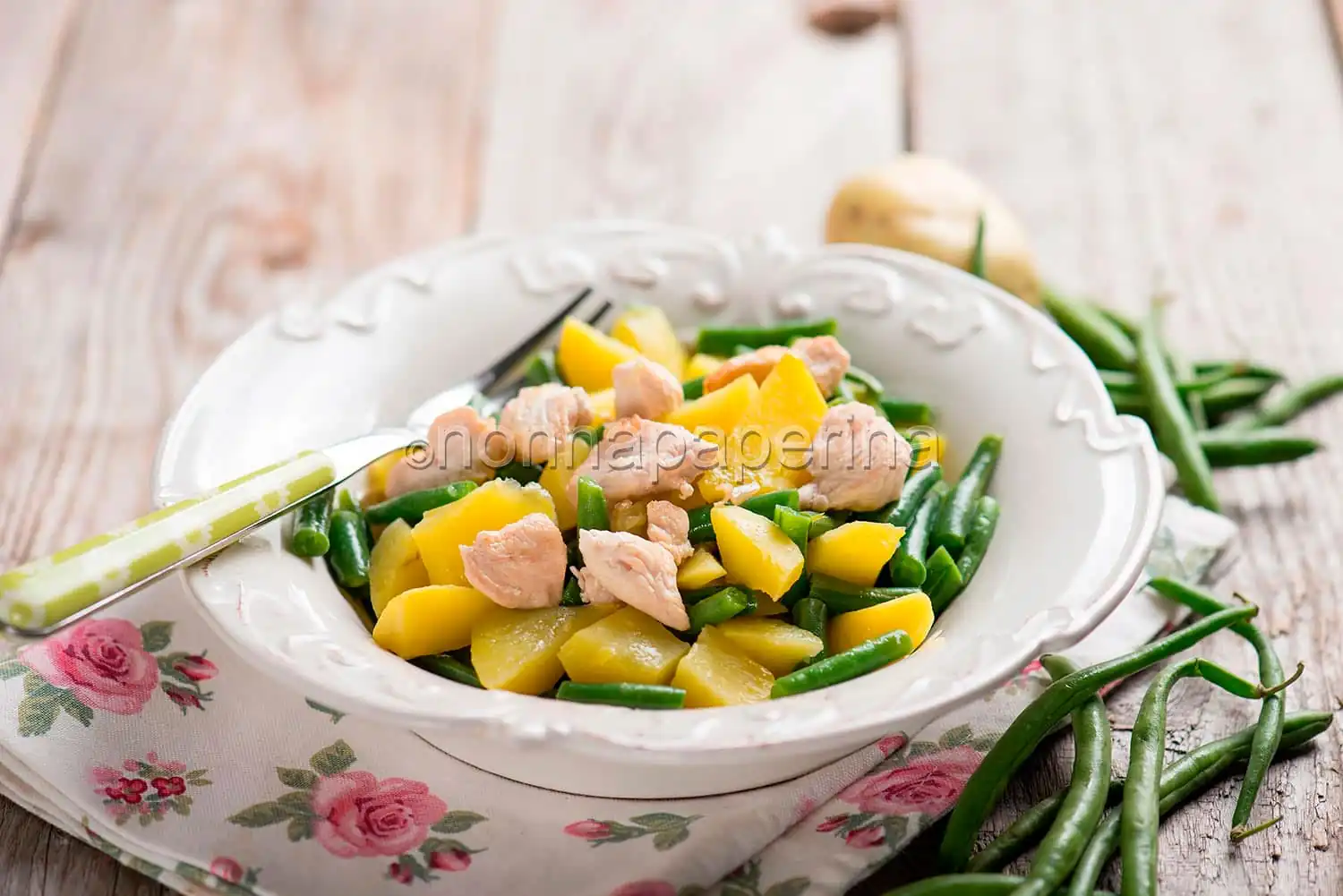 Pollo, patate e fagiolini
