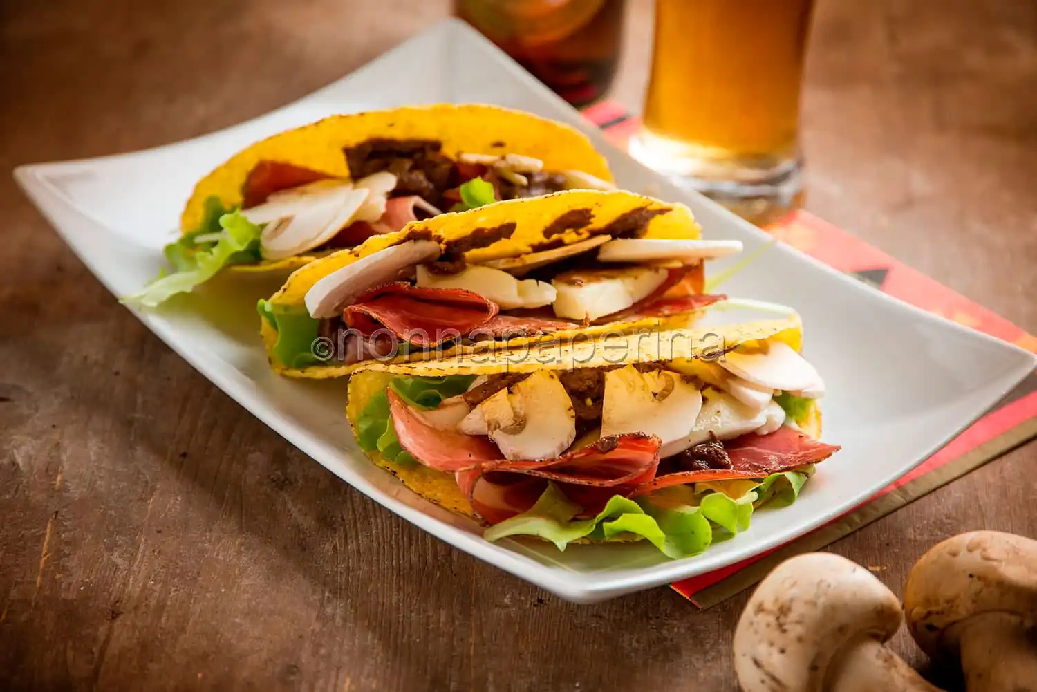 Tacos con speck e funghi, un fast food al top