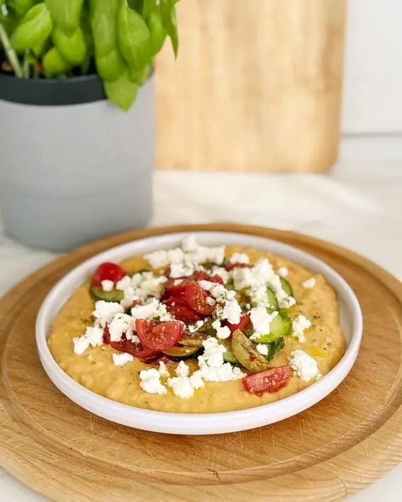 Crema di fagioli e peperoni in agrodolce con feta