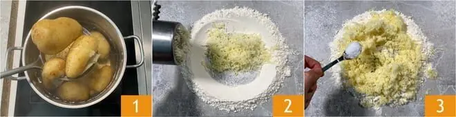Gnocchi con gamberi e stracciatella