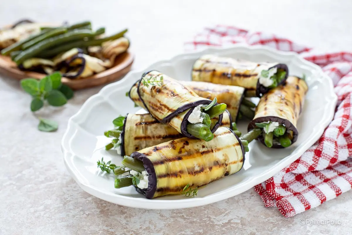 Involtini di melanzane e fagiolini