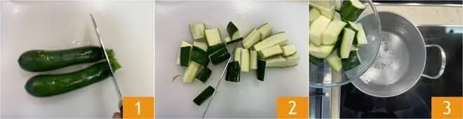 Pasta fredda con crema di zucchine, pesche e stracciatella