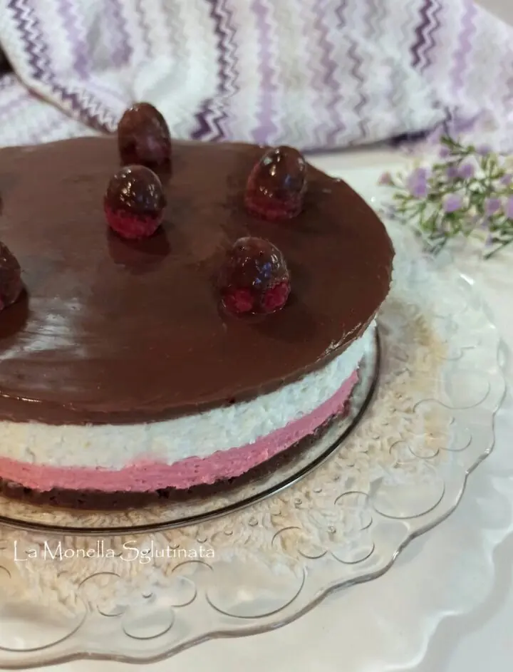 Cheesecake ai lamponi e ganache fondente