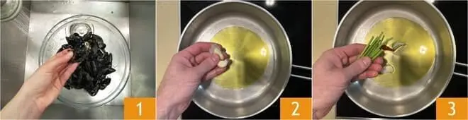 Pasta con zucca, patate e cozze