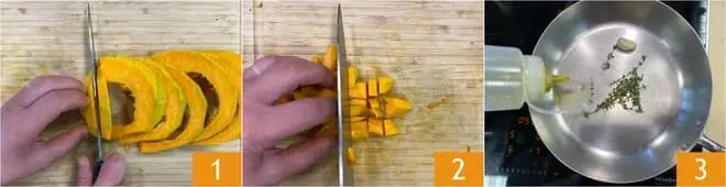 Capesante su crema di zucca con erbette e speck