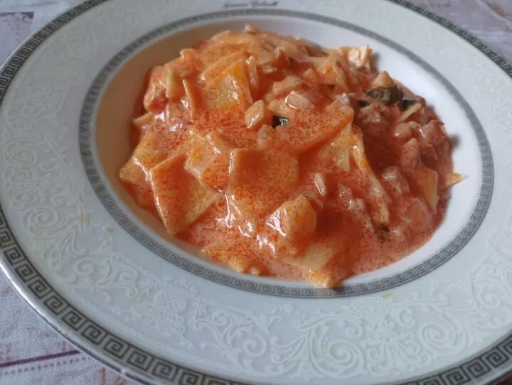 Quadrettoni risottati con pancetta