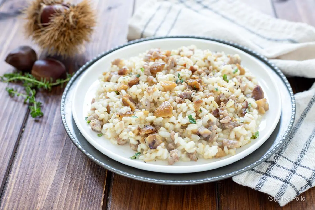 Risotto con castagne e salsiccia