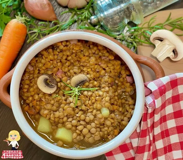 Zuppa lenticchie e funghi
