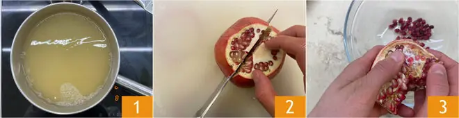 Faraona al forno con patate, cavolfiore e melagrana