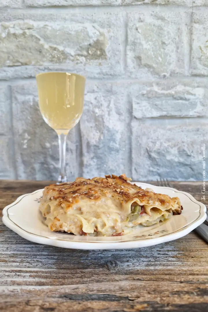 Lasagne al pesto di carciofi e speck