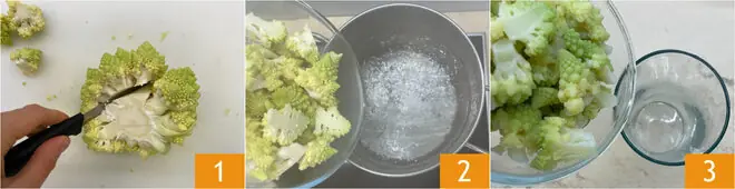 Pasta con crema di broccoli, spinacini e guanciale croccante