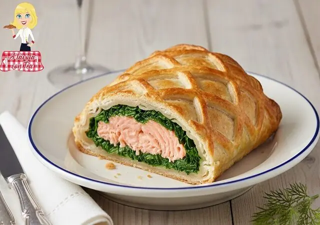 Salmone in crosta di pasta sfoglia con spinaci