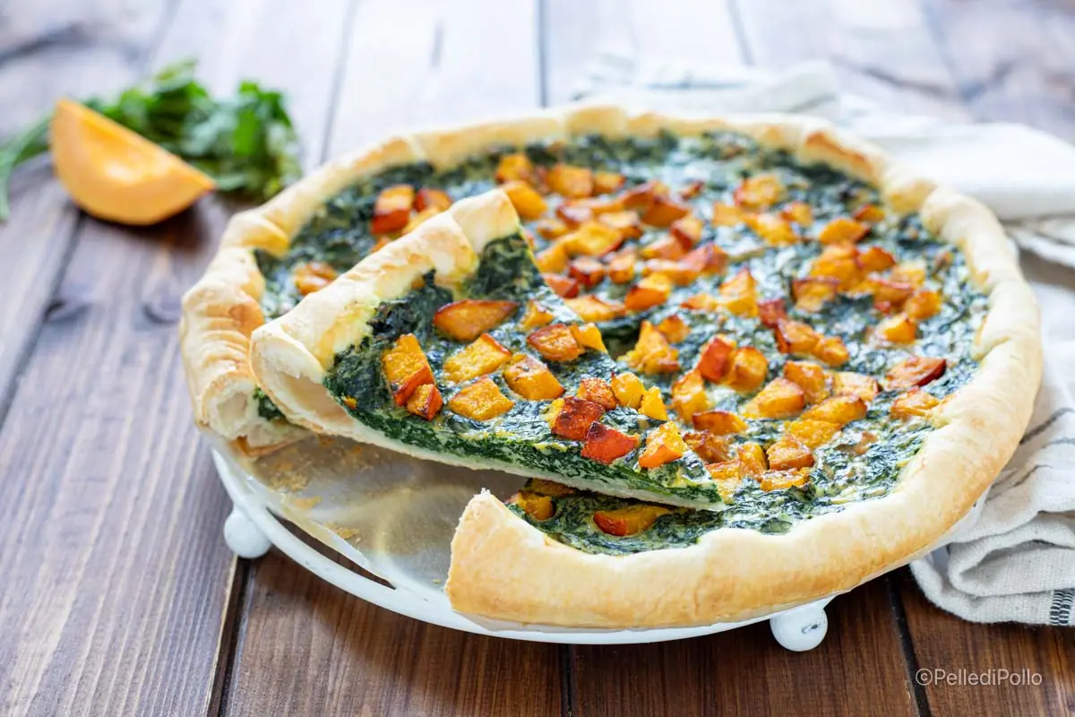 Torta salata con zucca e spinaci