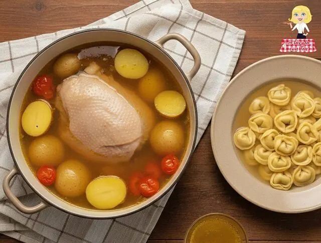 Brodo di cappone chiarificato