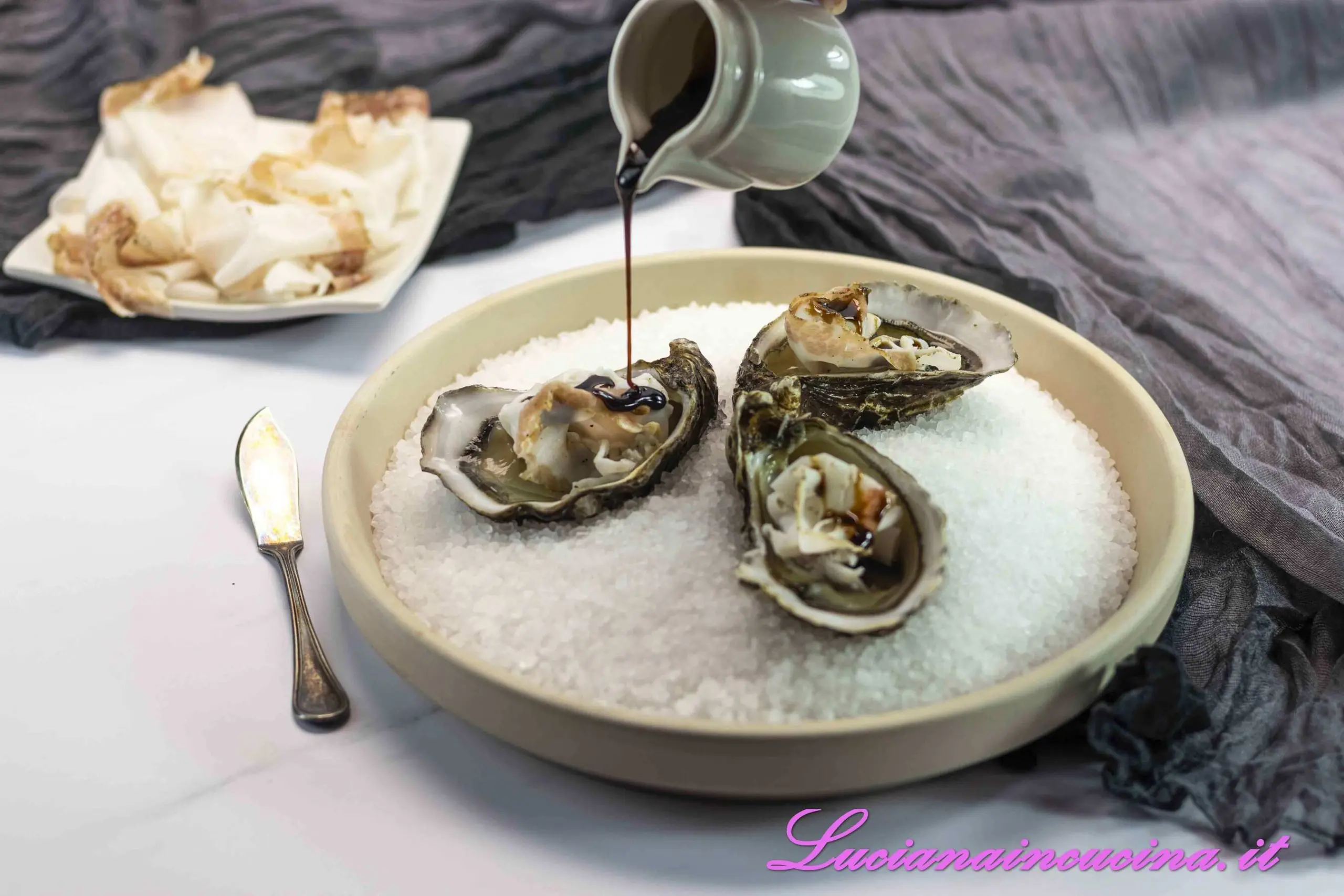 Ostriche con lardo di colonnata e guinness