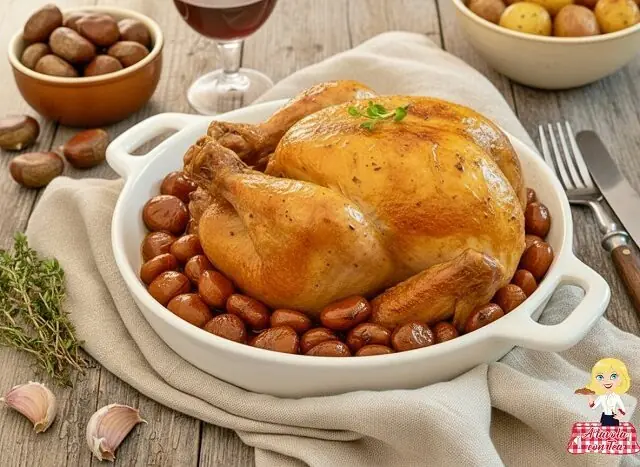 Pollo ripieno alle castagne