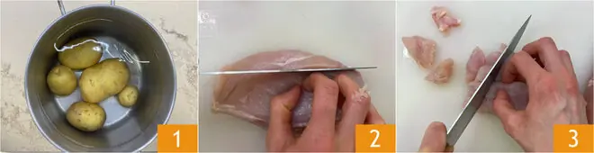 Torta di patate con pollo e funghi