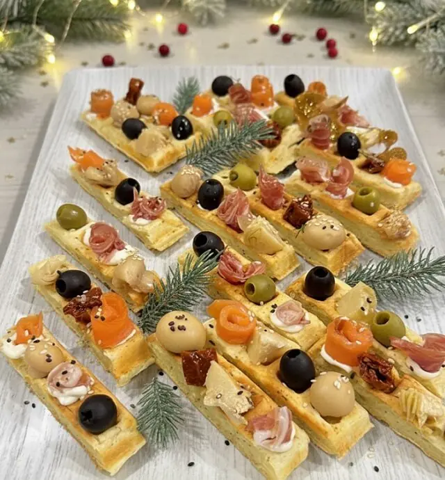 Waffle salati antipasto natale